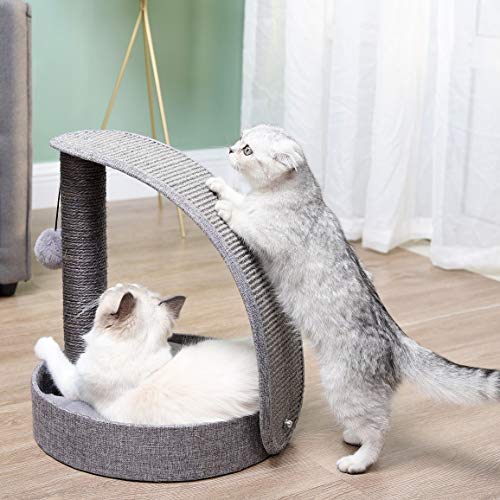 Happi N Pets Árbol rascador para gatos, equipado con una cama grande y suave, nido para gatos y juguetes interactivos.