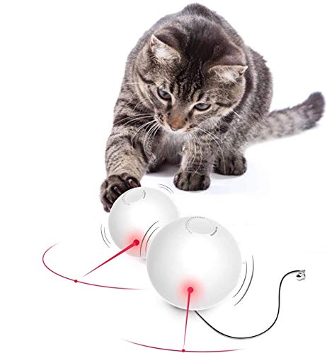 HAPPY HACHI Bola Gato,Juguetes para Gatos,con Campanilla Luz LED , Giratoria Automática 360 Grados,para Ejercicio Animal Doméstico (Baterias Incluidas)