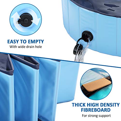 HAPPY HACHI Piscina para Perros Plegable, Bañera Gato Rigida PVC Antideslizante Resistente al Desgaste con Válvula, para Mascotas Pequeñas, Medianas, Grandes, Tanto Interior Como Exterior (100x30 cm)