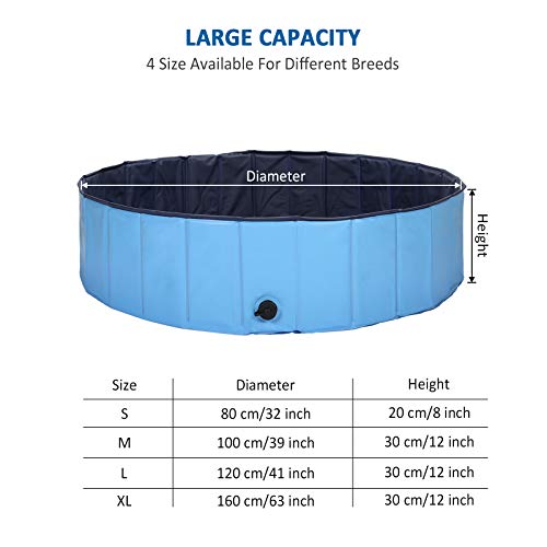 HAPPY HACHI Piscina para Perros Plegable, Bañera Gato Rigida PVC Antideslizante Resistente al Desgaste con Válvula, para Mascotas Pequeñas, Medianas, Grandes, Tanto Interior Como Exterior (100x30 cm)