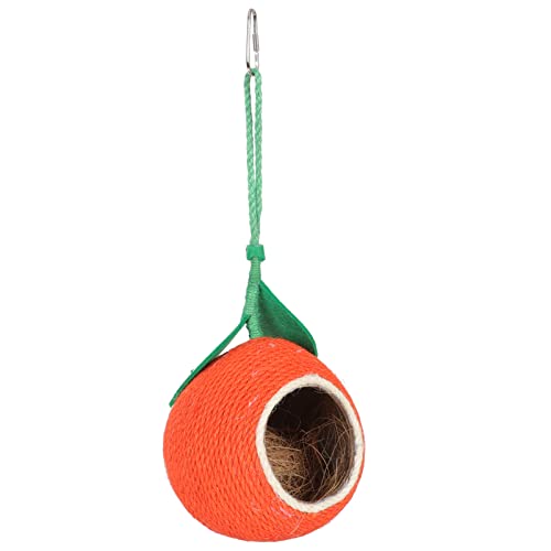 Happyyami Pájaro Casa Pájaro Nido Colgando Jaula Cáscara Natural Pájaro Nido Eclosión Cría Cueva para Periquitos Pájaros Naranja