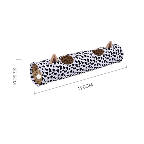 Hara Túnel de conejo de tubo de gato, cama larga para túnel, diseño de papel de sonido, tubo de gato, con 2 rejillas de ventilación y pompones, juguetes para gatos de interior