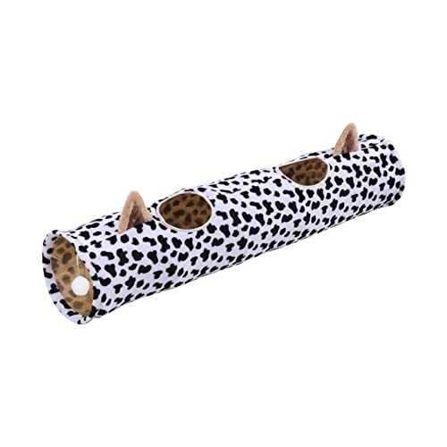 Hara Túnel de conejo de tubo de gato, cama larga para túnel, diseño de papel de sonido, tubo de gato, con 2 rejillas de ventilación y pompones, juguetes para gatos de interior