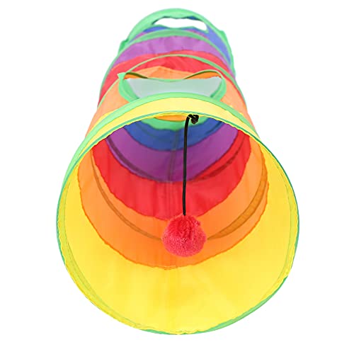 Hbaebdoo Gato Túnel Tubo para Mascotas Juguete Plegable Juguete Interior Gatito Al Aire Libre Juguete Educativo Ejercicio Entrenamiento Y Correr con Una Bola Divertida Y Dos Orificios