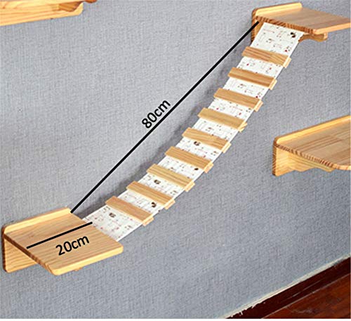HBIN Puente De Gato Plataforma Colgante De Madera Montado En La Pared Muebles para Mascotas Árbol De Gato Rascador De Sisal Pared Gatito Nido Marco De Escalada para Mascotas (Color : Beige)