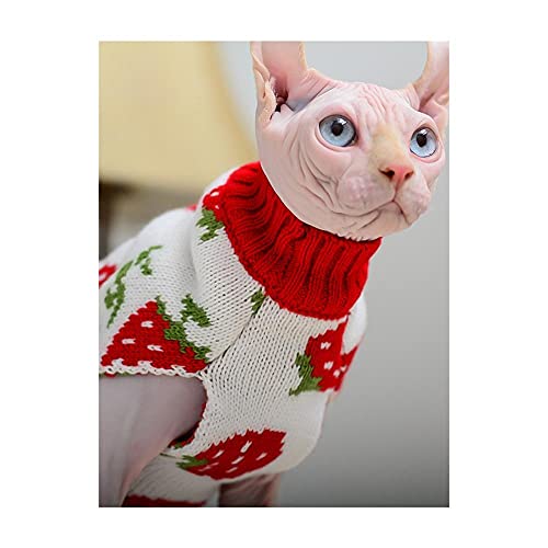 HCYD Mascota Gato Ropa suéter de Gato cálido Suave otoño Invierno Sphynx Gato sin Pelo Gato siamés-Blanco_SG
