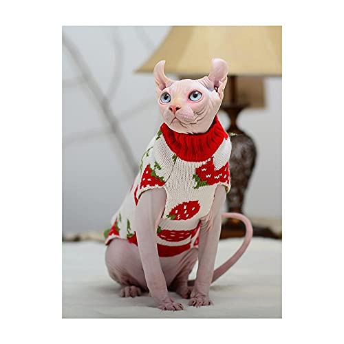 HCYD Mascota Gato Ropa suéter de Gato cálido Suave otoño Invierno Sphynx Gato sin Pelo Gato siamés-Blanco_SG