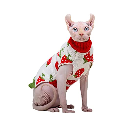 HCYD Mascota Gato Ropa suéter de Gato cálido Suave otoño Invierno Sphynx Gato sin Pelo Gato siamés-Blanco_SG