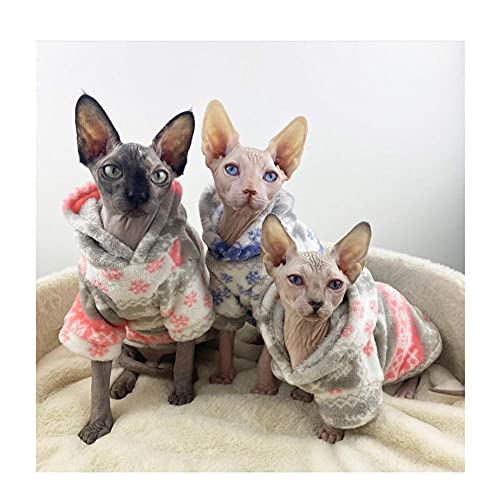 HCYD Sphynx Cat Ropa Gato de Navidad con Ropa de Gorra otoño e Invierno más Terciopelo Ropa de Gato-Azul_S