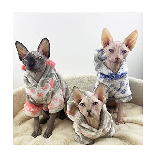 HCYD Sphynx Cat Ropa Gato de Navidad con Ropa de Gorra otoño e Invierno más Terciopelo Ropa de Gato-Azul_S