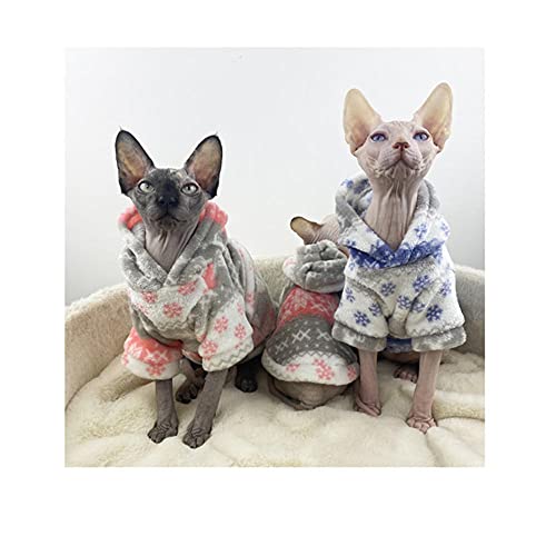 HCYD Sphynx Cat Ropa Gato de Navidad con Ropa de Gorra otoño e Invierno más Terciopelo Ropa de Gato-Azul_S