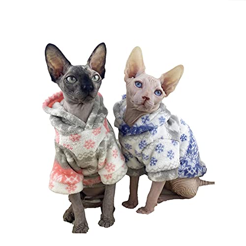 HCYD Sphynx Cat Ropa Gato de Navidad con Ropa de Gorra otoño e Invierno más Terciopelo Ropa de Gato-Azul_S