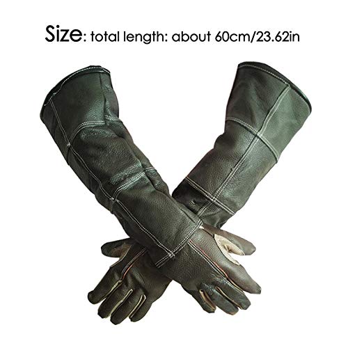 Hearthxy Guantes resistentes a las mordeduras para gatos y perros, guantes de piel resistentes a los pinchazos, guantes de jardinería largos para perros, gatos, pájaros, serpientes, cactus y rosas