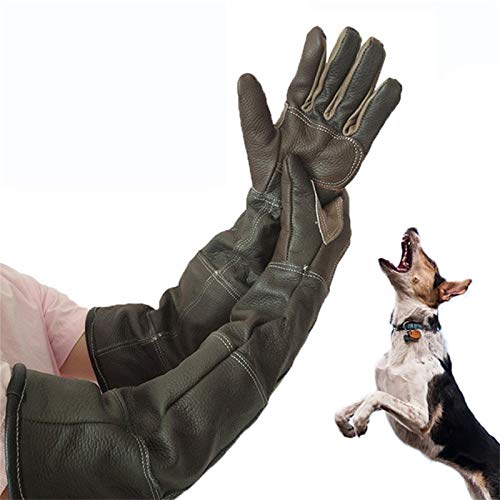 Hearthxy Guantes resistentes a las mordeduras para gatos y perros, guantes de piel resistentes a los pinchazos, guantes de jardinería largos para perros, gatos, pájaros, serpientes, cactus y rosas