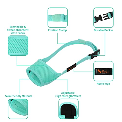 HEELE Bozal para Perros Bozal Perro Anti-Mordedor Fit Bozal para Perros Malla Transpirable con Forma de Boca para Perros, Verde, S