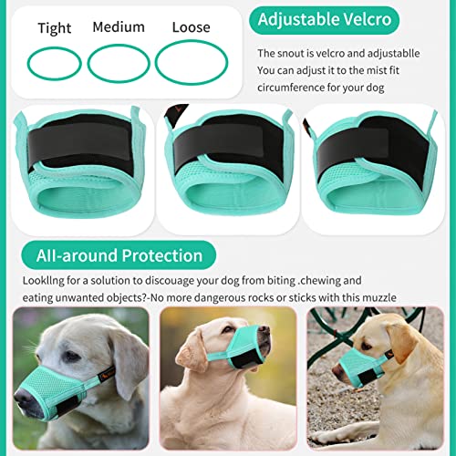 HEELE Bozal para Perros Bozal Perro Anti-Mordedor Fit Bozal para Perros Malla Transpirable con Forma de Boca para Perros, Verde, S