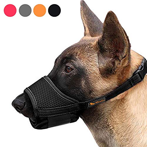 HEELE Bozal para Perros Bozal Perro Anti-Mordedor Fit Bozal para Perros Malla Transpirable Forma de Boca para Perros, Negro, L