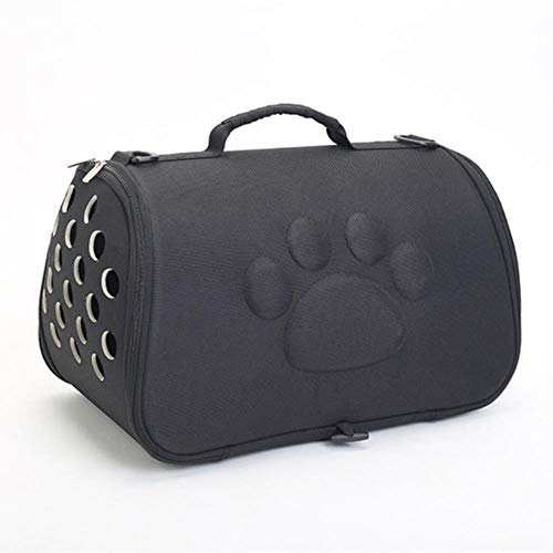 HEHUANG Bolsas para Mascotas de Viaje de Color Puro Bolsas para Gatos Bolsas Plegables Transpirables para Perros pequeños Bolso de Hombro Individual para Mascotas, Negro, 42x24x25 cm