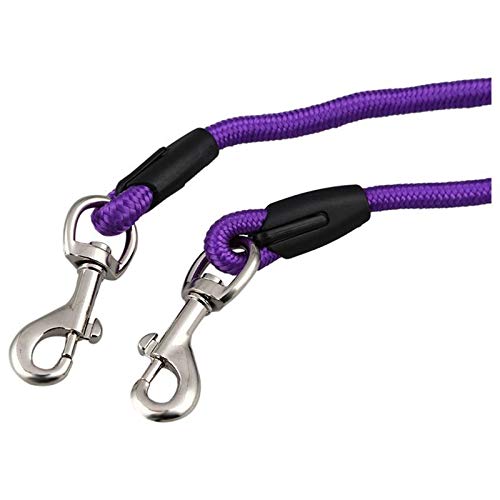 Heigmzqys Correa Perro Antitirones, Dúplex de Nylon Doble Acoplamiento Doble Plomo de Dos vías Dos Perros Mascotas Caminando por Correa de Seguridad, púrpura (Color : A)