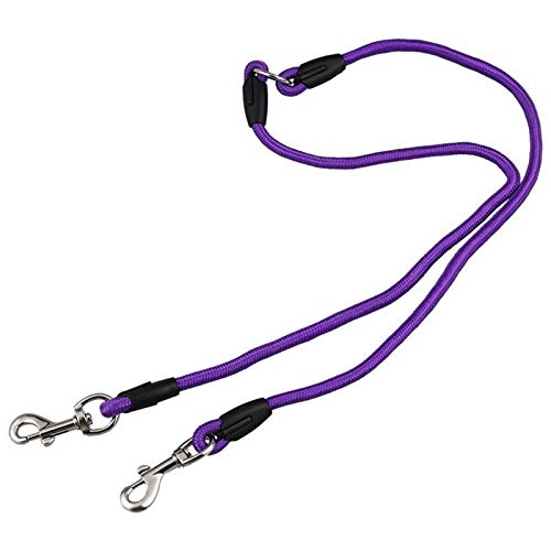 Heigmzqys Correa Perro Antitirones, Dúplex de Nylon Doble Acoplamiento Doble Plomo de Dos vías Dos Perros Mascotas Caminando por Correa de Seguridad, púrpura (Color : A)