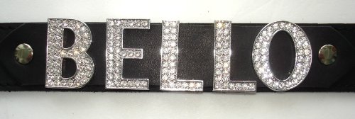 Heim GmbH - Collar con letras de estrás y texto a elegir, ancho 35 mm, longitud 50 cm, 7 a 12 letras, color negro