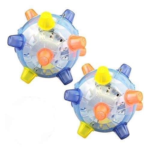 HEITIGN Pelota de Salto Led para Mascotas de 2 Piezas, Juguete Luminoso Led para Mascotas Pelota de Juego de Música Pelota de Baile para Perros Gatos, Buena Música Y Luces Preciosas, Azul