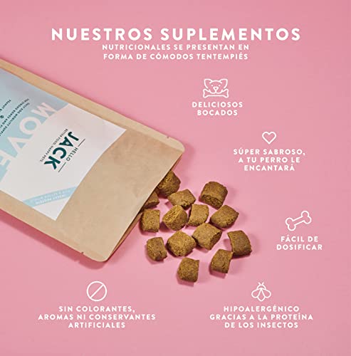 Hello Jack Suplemento para Perros Movilidad Move - Golosinas para Huesos y Articulaciones - Con Mejillones de Labios Verdes, Glucosamina, Condroitina, Cúrcuma, Aceite de Pescado Omega 3 - Dulces 190g