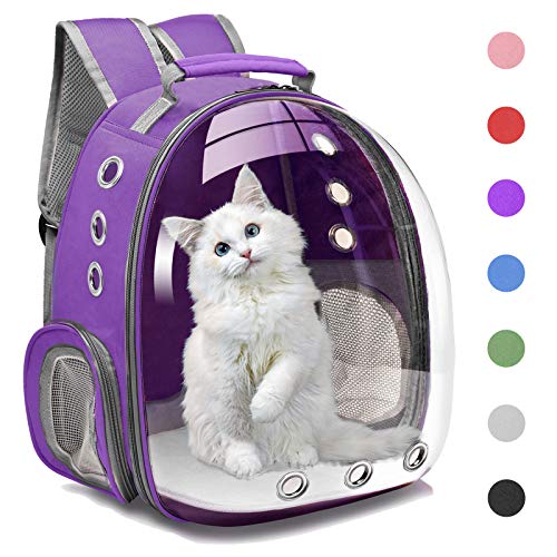 Henkelion - Mochila portabebés para perros y gatos, tamaño pequeño, mediano, color negro, gris, rosa, azul, morado, plateado y blanco