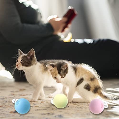 Herbests Juguetes Interactivos Gatos, 3 Piezas Pelota de Juguete Interactiva para Gatos con Sonidos de Animales Simulados, Juguete de Pelota para Mascotas, Gatillo Inteligente para Cachorros y Gatos