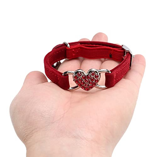 Heritan Colgante de corazón y cuello de seguridad elástico ajustable con material de terciopelo suave collar producto para mascotas pequeño S rojo
