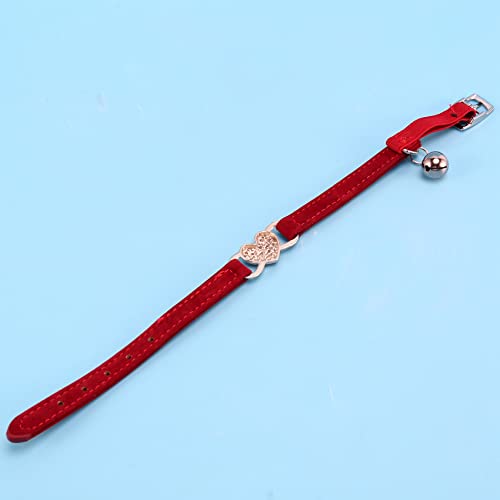 Heritan Colgante de corazón y cuello de seguridad elástico ajustable con material de terciopelo suave collar producto para mascotas pequeño S rojo