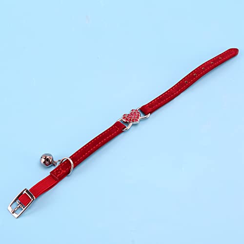 Heritan Colgante de corazón y cuello de seguridad elástico ajustable con material de terciopelo suave collar producto para mascotas pequeño S rojo
