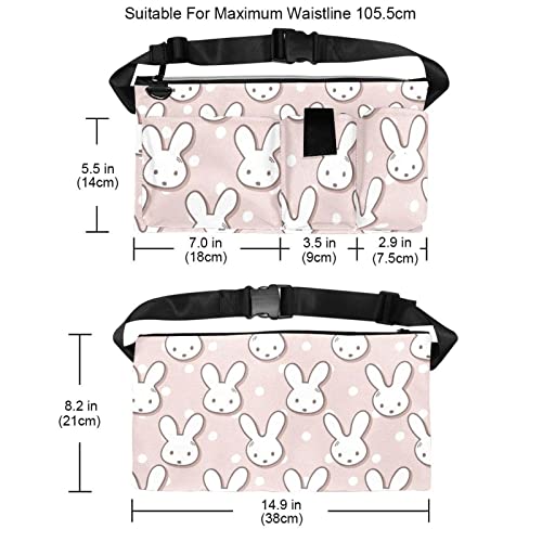 Herramientas de jardinería Bolsas de cinturón ajustable Bolsa de cintura Bolsa colgante Bolsa portátil para perros Bolsa para caminar Conejo y lunares