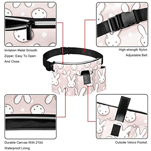 Herramientas de jardinería Bolsas de cinturón ajustable Bolsa de cintura Bolsa colgante Bolsa portátil para perros Bolsa para caminar Conejo y lunares
