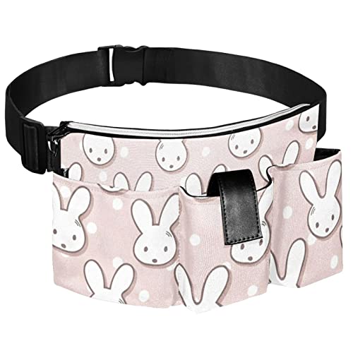 Herramientas de jardinería Bolsas de cinturón ajustable Bolsa de cintura Bolsa colgante Bolsa portátil para perros Bolsa para caminar Conejo y lunares