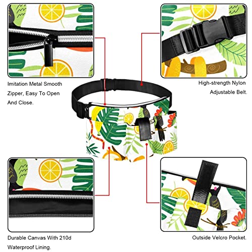 Herramientas de jardinería Bolsas de cinturón ajustable Bolsa de cintura para colgar perros portátil Bolsa para caminar Tropical Animal Palma Perezoso Tucán Pájaros