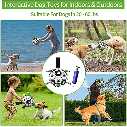 HETOO - Juguetes interactivos de fútbol para perros con lengüetas de agarre, bolas duraderas para perros de raza pequeña y mediana juguete de agua para interior y exterior