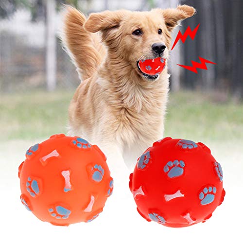 hetuioiyster Pelota de Goma Huella de Hueso chirriante Juego Lindo Pelotas Divertidas Traer Gato Interactivo Gatito Perro Cachorro Suministros Molar Masticar Mordida Juguetes no tóxicos Regalos Bola