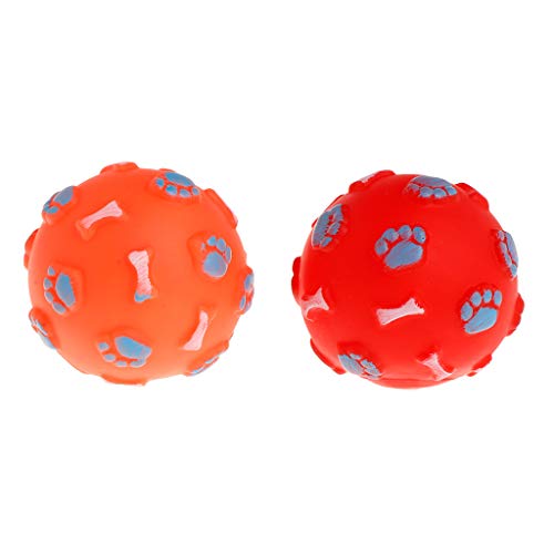 hetuioiyster Pelota de Goma Huella de Hueso chirriante Juego Lindo Pelotas Divertidas Traer Gato Interactivo Gatito Perro Cachorro Suministros Molar Masticar Mordida Juguetes no tóxicos Regalos Bola