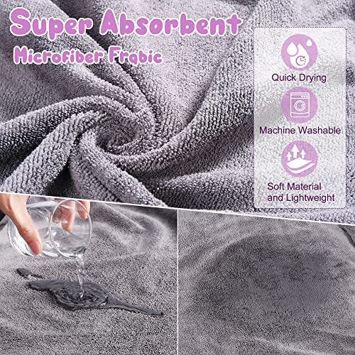 HezzLuv Albornoz para Perros, Albornoz de Microfibra para Perros medianos y Grandes, Color Gris, Toalla de baño para Perros, Secado rápido, superabsorbente, para Mascotas Perros y Gatos, L