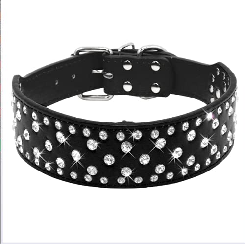 HFDDF Collar De Perro, para Perros Grandes Y Grandes Pitbull Moda Jeweled Rhinestone Pet Pet Pet COLLAROS DE Perro Chilly Cristal Diamantes DISCADOS,Blanco,15~18 Inch