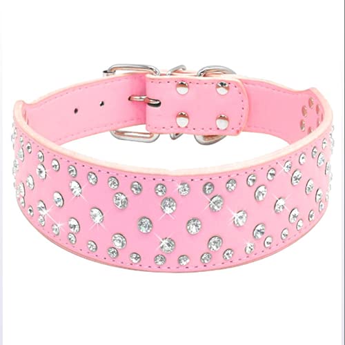 HFDDF Collar De Perro, para Perros Grandes Y Grandes Pitbull Moda Jeweled Rhinestone Pet Pet Pet COLLAROS DE Perro Chilly Cristal Diamantes DISCADOS,Blanco,15~18 Inch