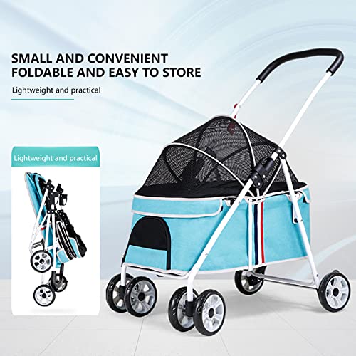 HGML Cochecito para Mascotas, Cochecito Portátil para Gatos Y Perros, Carro De Transporte Fácil De Caminar, Compacto Y Fácil De Plegar, No Requiere Montaje, Mascotas Pequ Grey