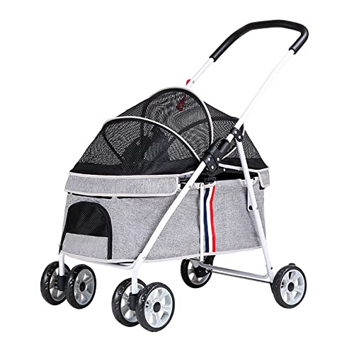 HGML Cochecito para Mascotas, Cochecito Portátil para Gatos Y Perros, Carro De Transporte Fácil De Caminar, Compacto Y Fácil De Plegar, No Requiere Montaje, Mascotas Pequ Grey
