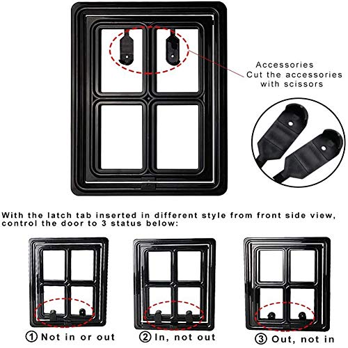 HHzha Gatera Gatera para Puerta Gato Puerta de la Puerta Solapas de Perro para Puertas Puerta para Mascotas Perro Aleta de Puerta Inteligente Cat Flap Black,28