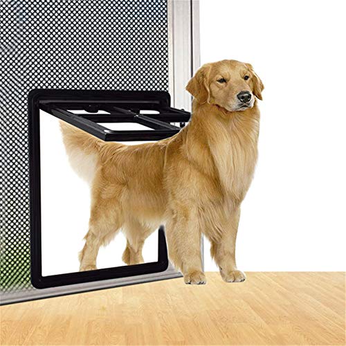 HHzha Gatera Gatera para Puerta Gato Puerta de la Puerta Solapas de Perro para Puertas Puerta para Mascotas Perro Aleta de Puerta Inteligente Cat Flap Black,28
