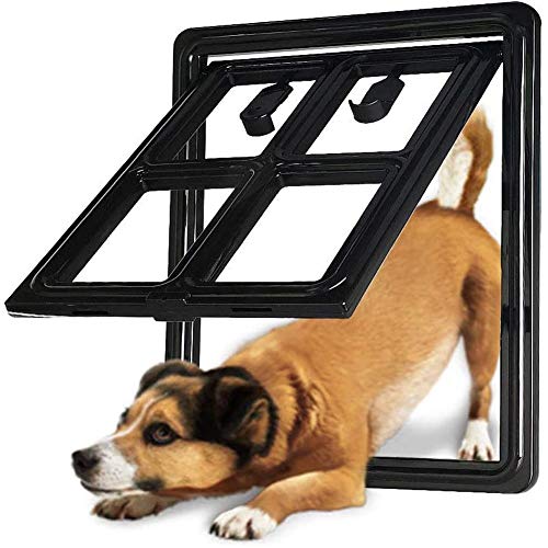 HHzha Gatera Gatera para Puerta Gato Puerta de la Puerta Solapas de Perro para Puertas Puerta para Mascotas Perro Aleta de Puerta Inteligente Cat Flap Black,28