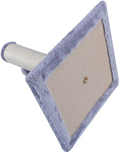 HiCollections Poste de 40 cm de sisal natural con una suave base pesada cubierta de felpa y una bola peligrosa para añadir diversión y rascador gris vertical