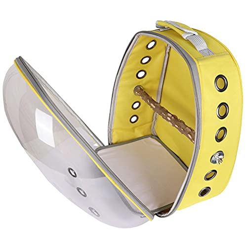 Hidyliu Pet Parrot Carrier PVC transparente jaula bolsa transpirable loros viaje mochila cápsula espacio mochila loro jaulas con bolígrafos para animales pequeños (negro)