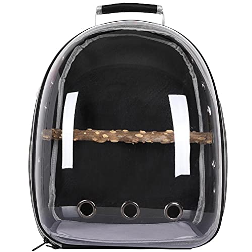 Hidyliu Pet Parrot Carrier PVC transparente jaula bolsa transpirable loros viaje mochila cápsula espacio mochila loro jaulas con bolígrafos para animales pequeños (negro)